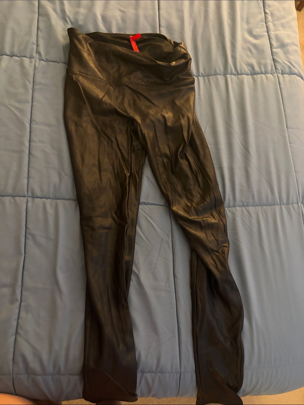 SPANX Black Faux-Leather Leggings